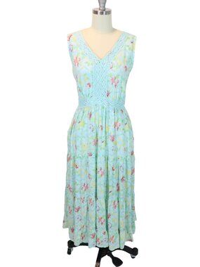 APRIL CORNELL Juliet Hostess Dress Floral Maxi Size S Cottagecore Brunch Smocked
